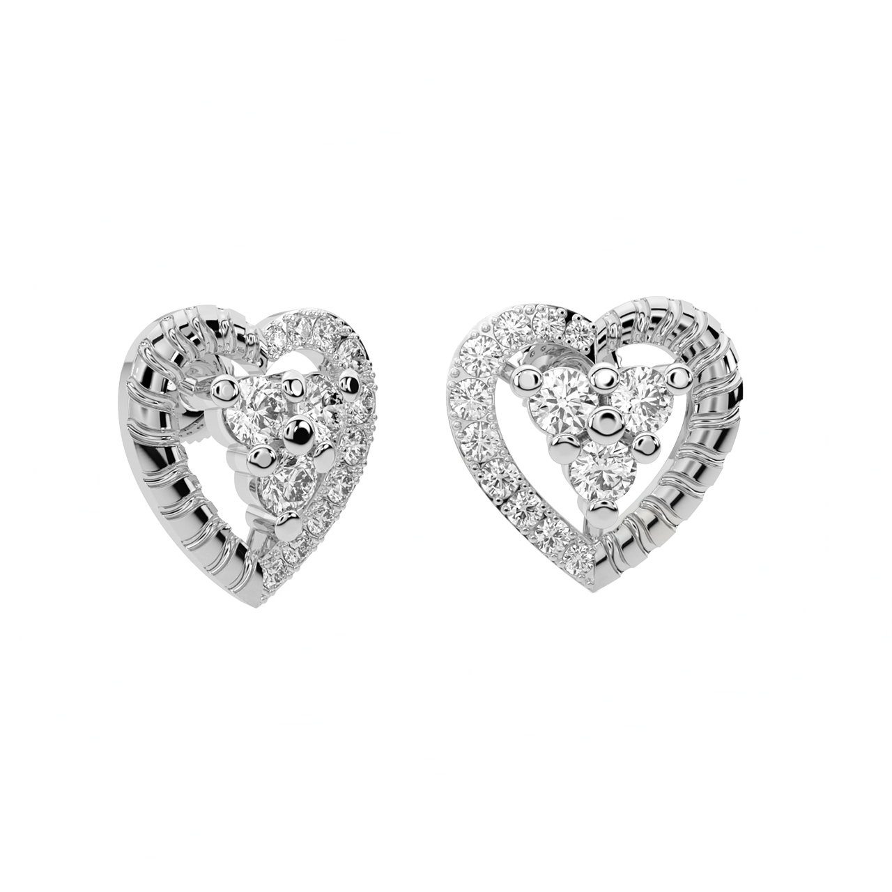 Heart Design Diamond Stud Earrings