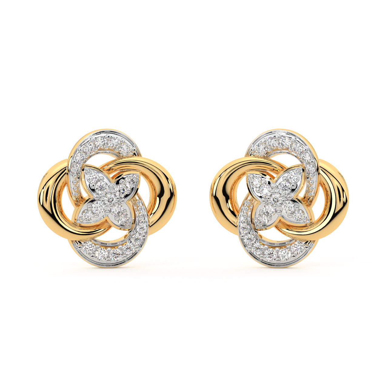 Golden Interlinked Diamond Earrings
