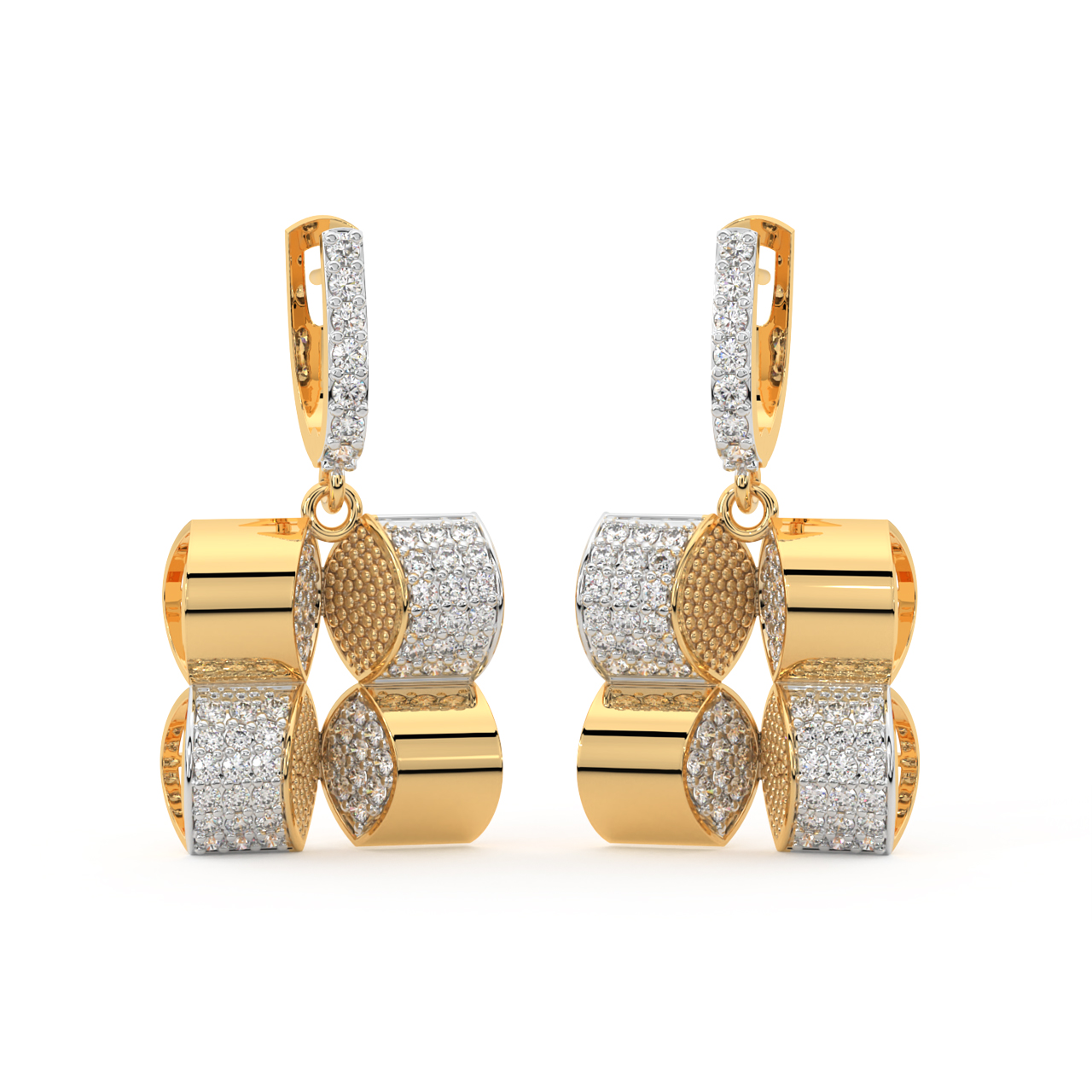 Exaggerated Drama Gold Diamond Earrings
