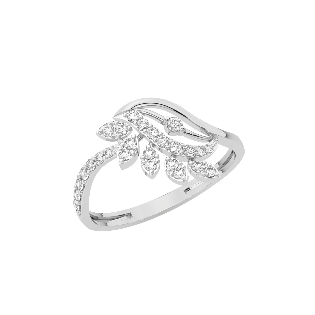 Classic Leaves Diamond Engagement Ring