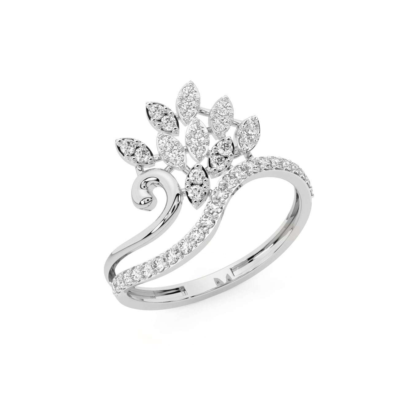 Swan Design Engagement Diamond Ring