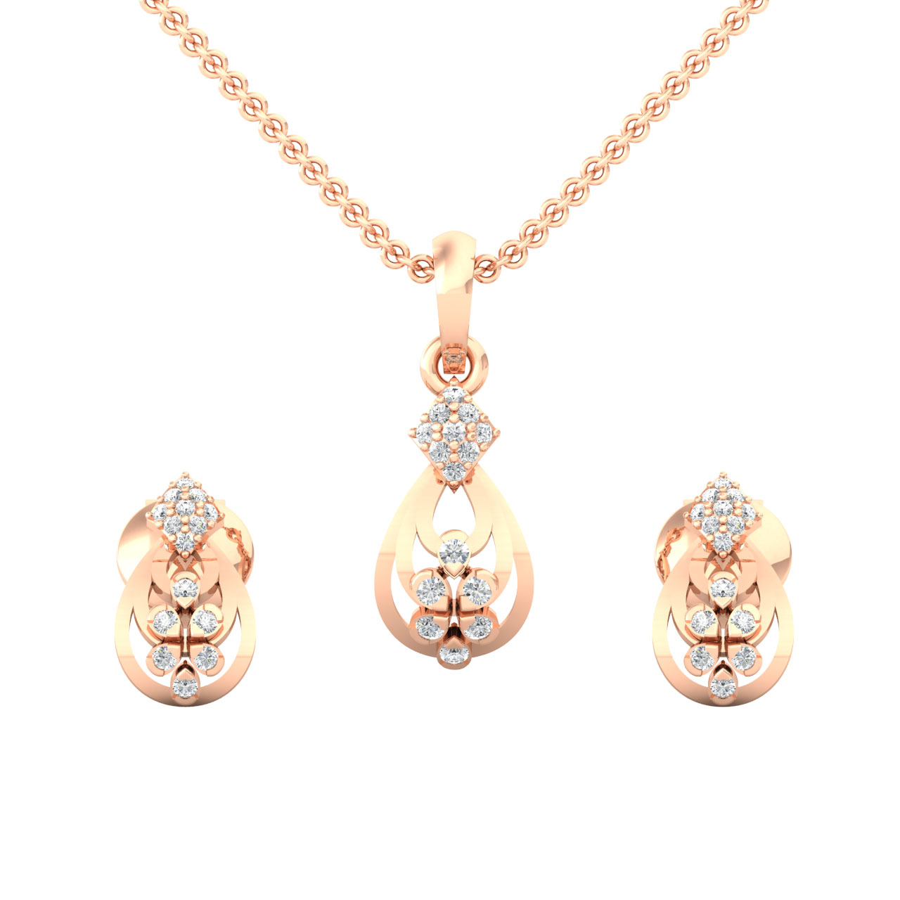 Juana Round Diamond Pendant Set 