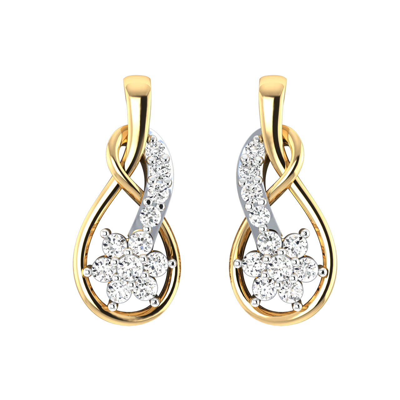 Rylie Flower Diamond Stud Earrings For Her