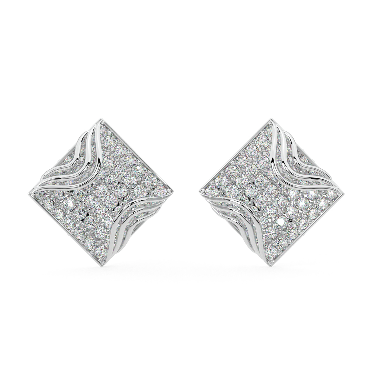 Quadrangle Design Diamond Earrings