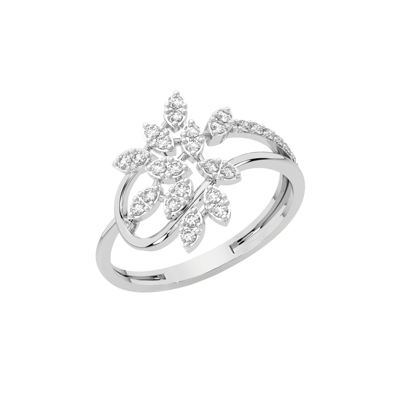 Thorny Flower - 1 Carat Princess Cut Halo Platinum Solitaire Ring JL P