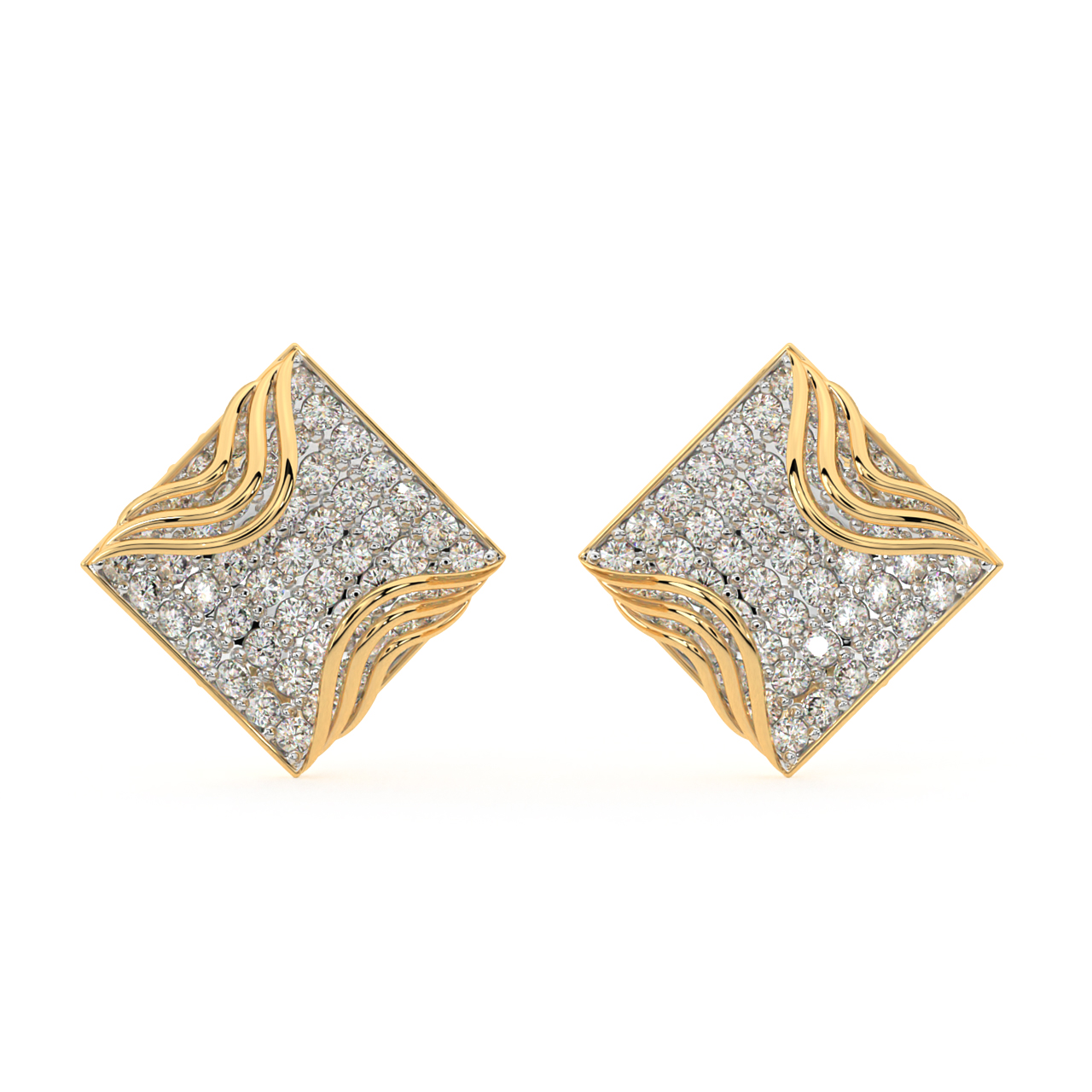 Quadrangle Design Diamond Earrings