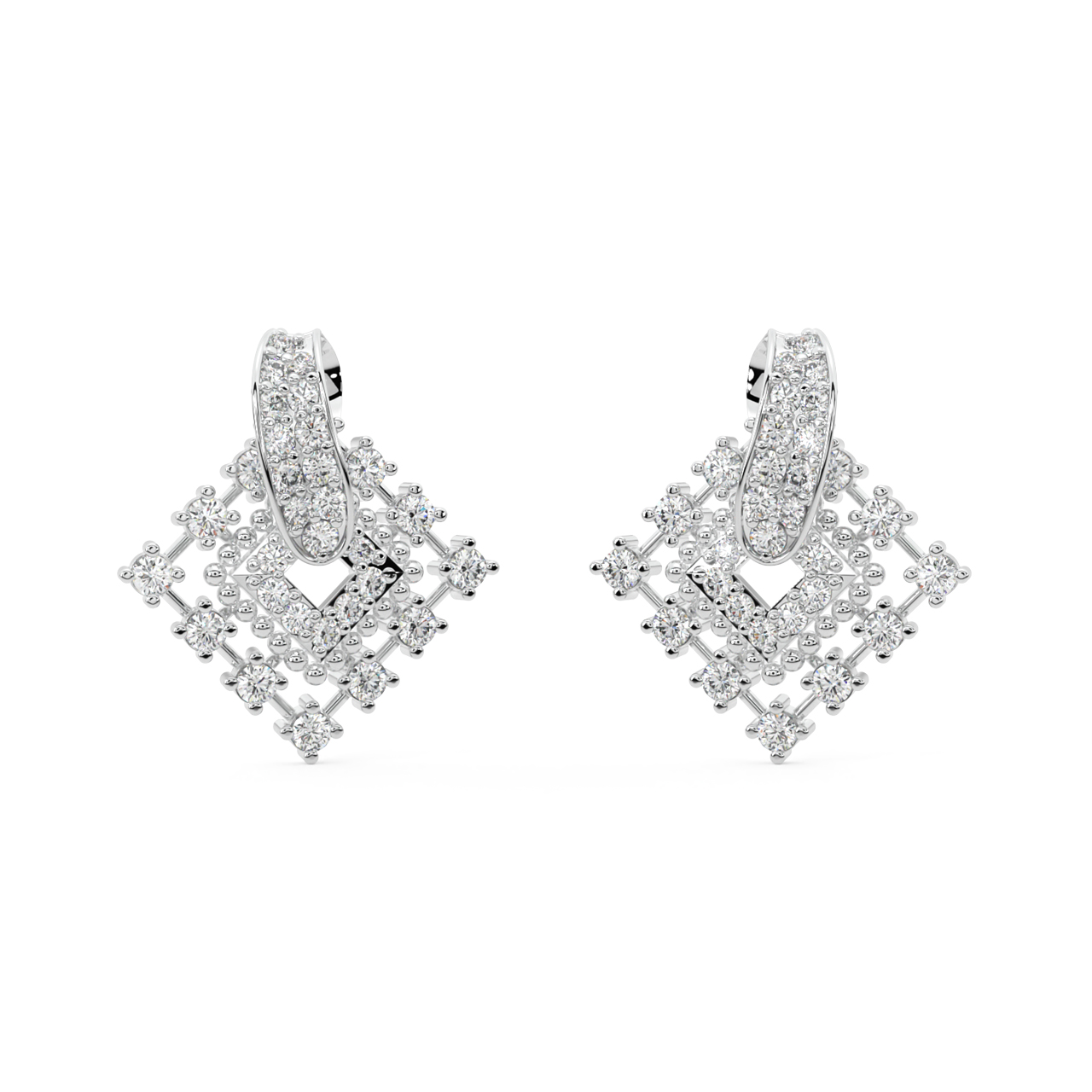 Designer Square Diamond Earrings