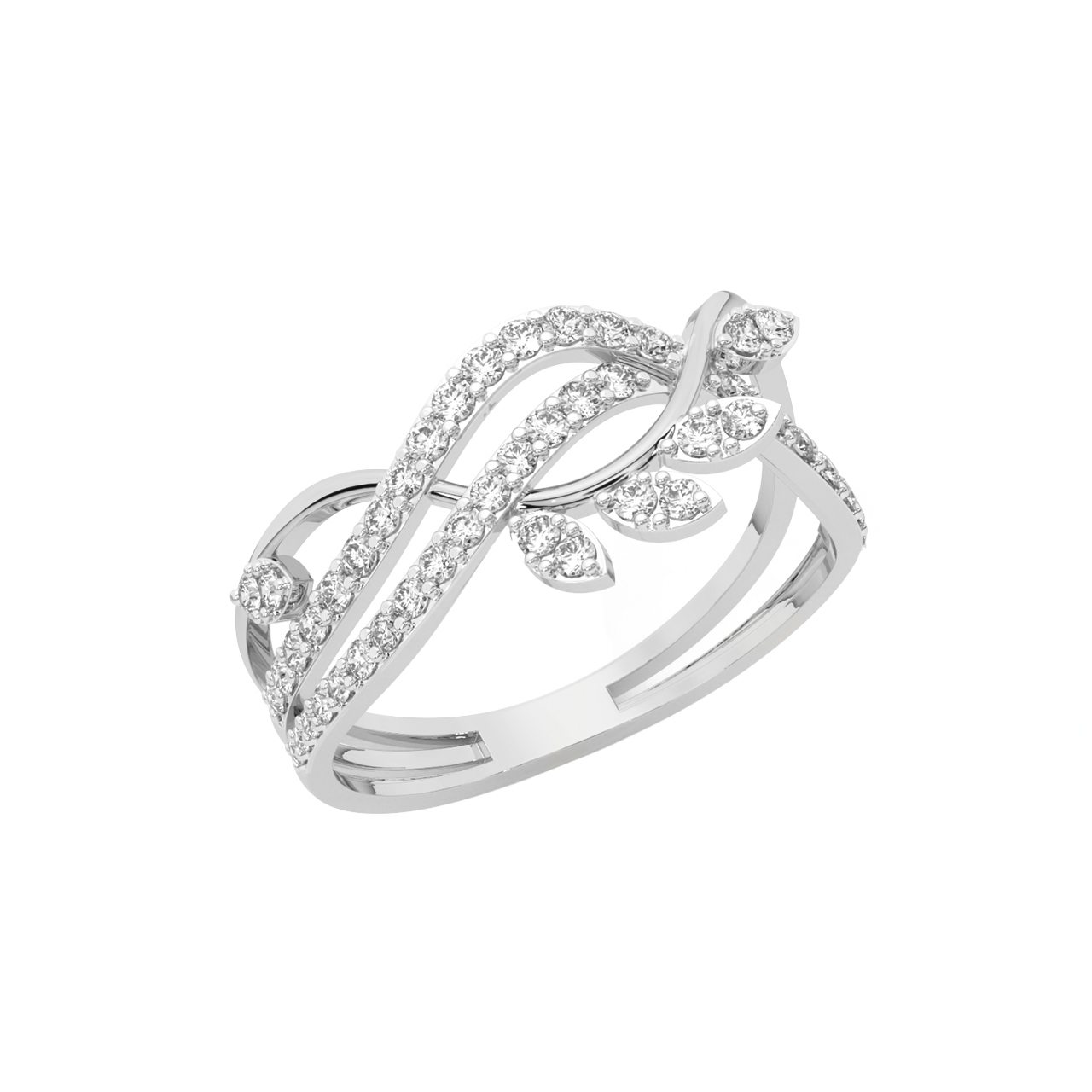 Leafy Waves Diamond Engagement Ring