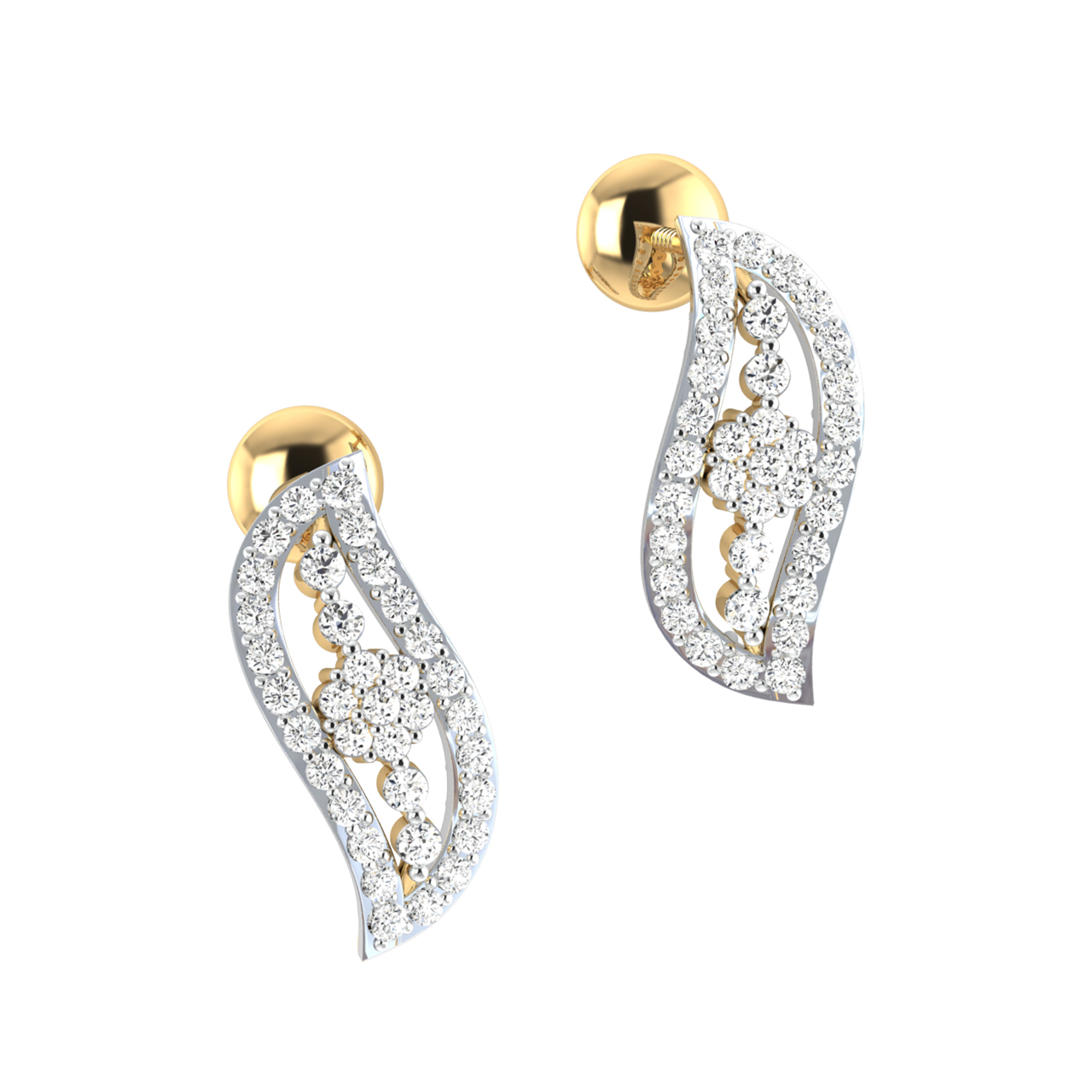 14K Gold Baguette and Round Cut Mix Diamond Earrings – FERKOS FJ