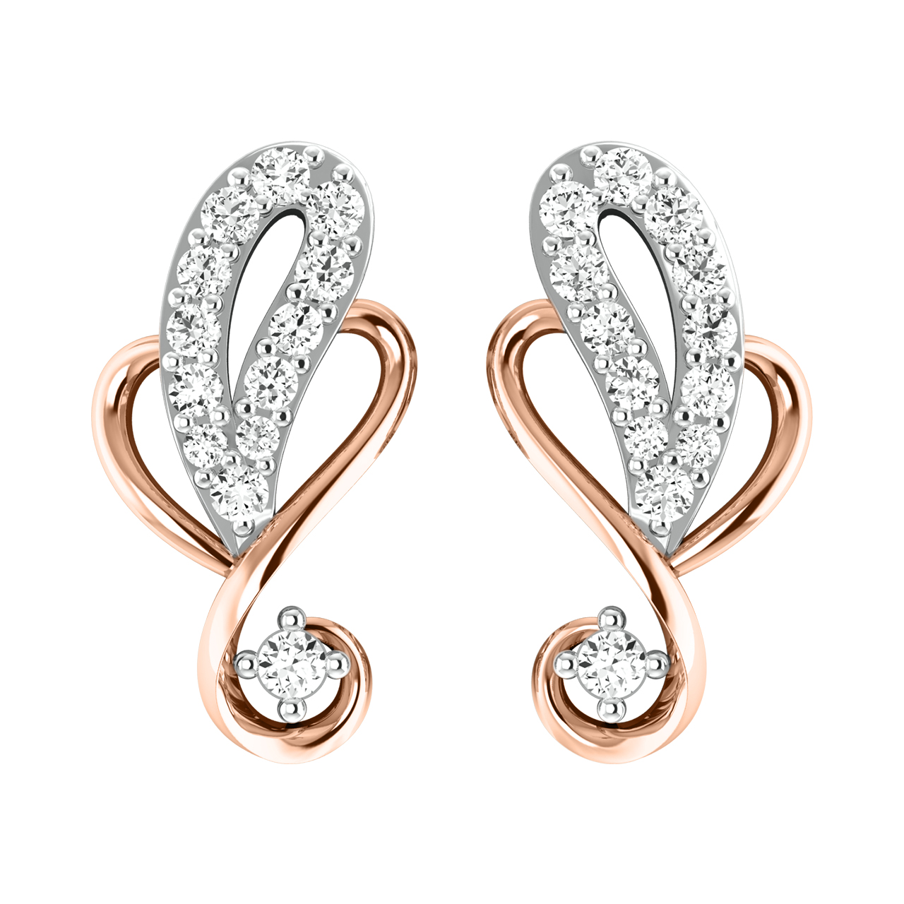 Amina Heart Diamond Stud Earrings