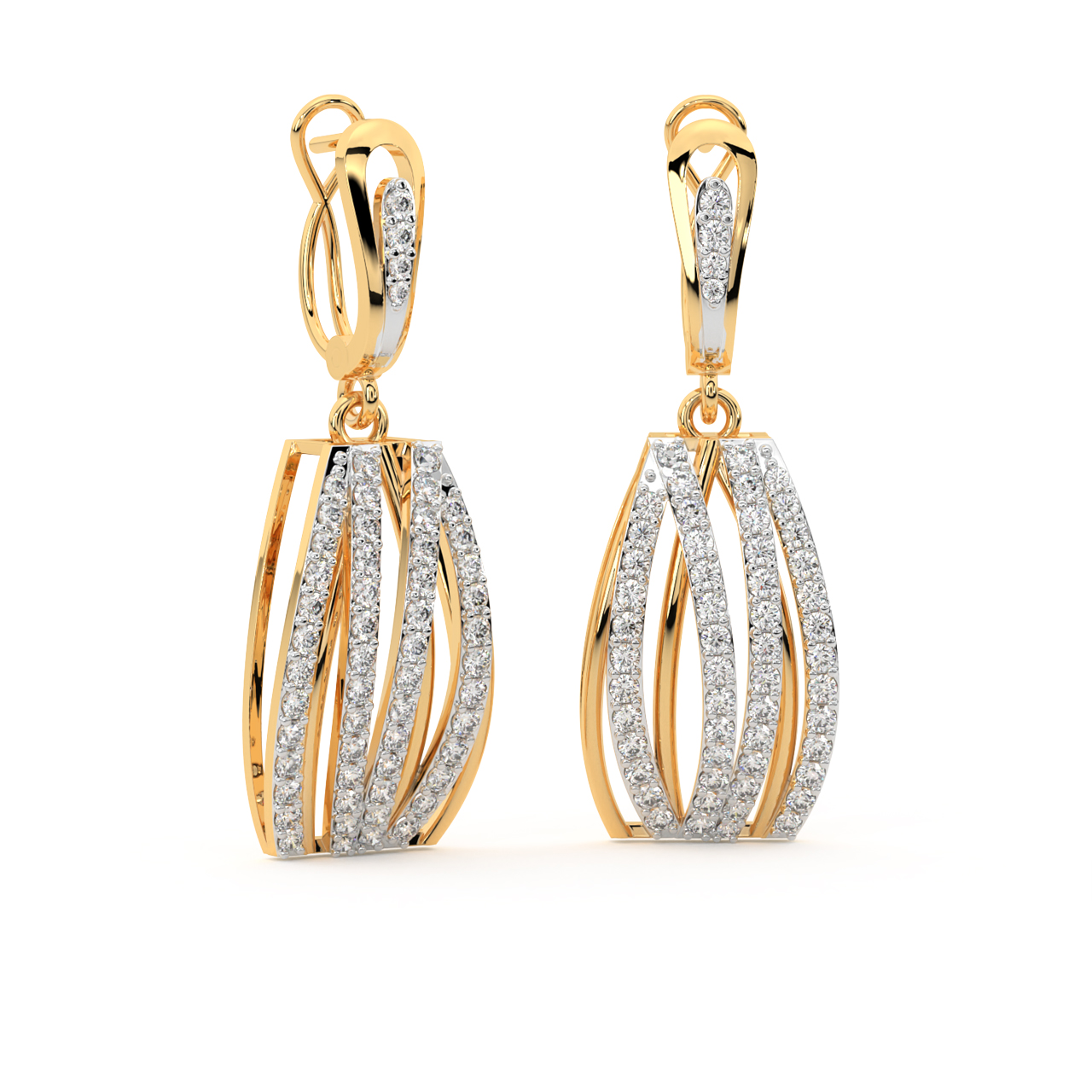 Frost On Gold Diamond Earrings