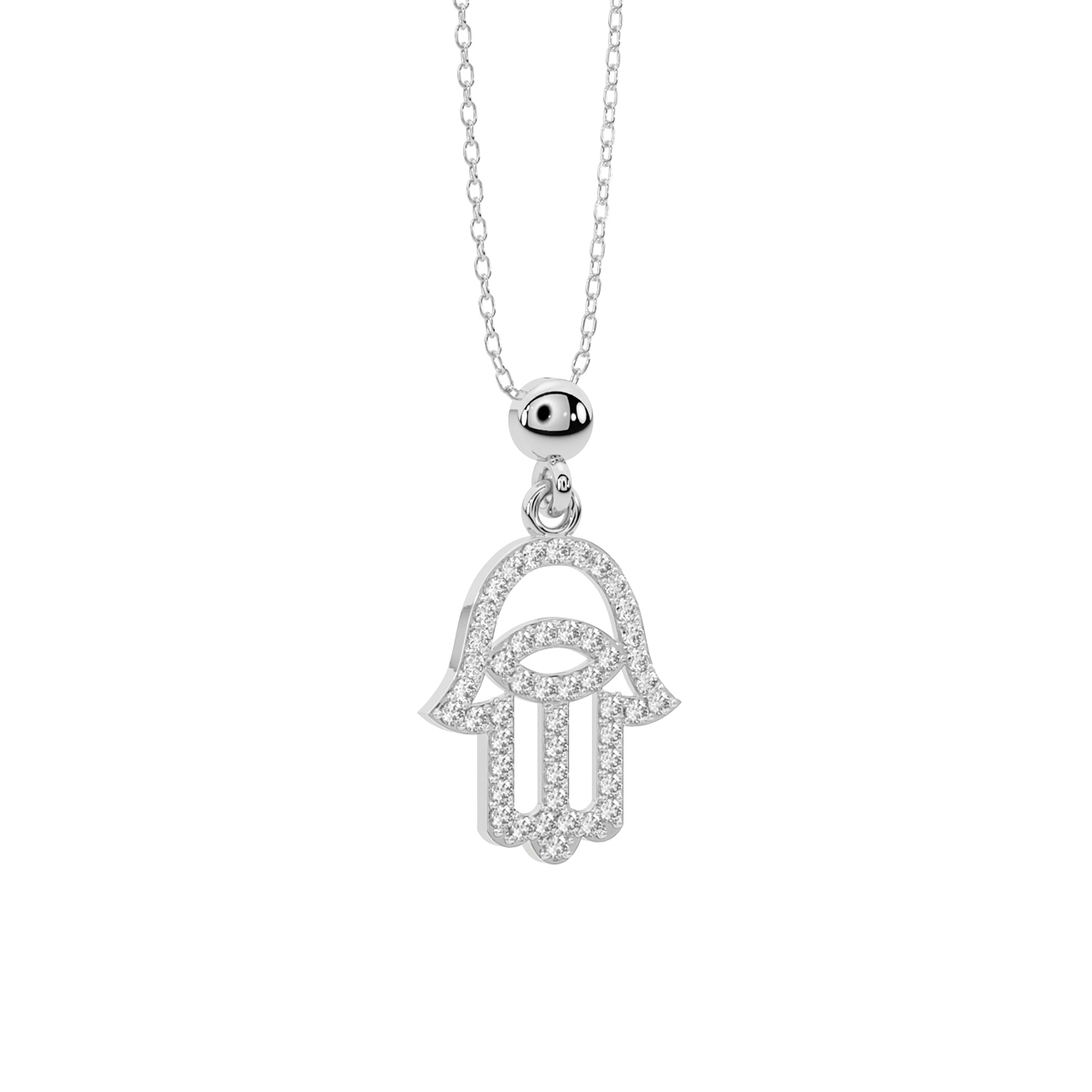 Hamsa Evil Eye Diamond Pendant