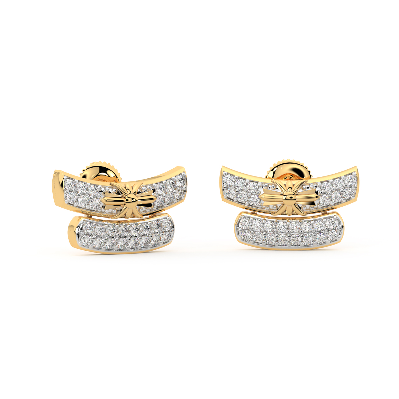 Gold Pot Shape Diamond Earrings