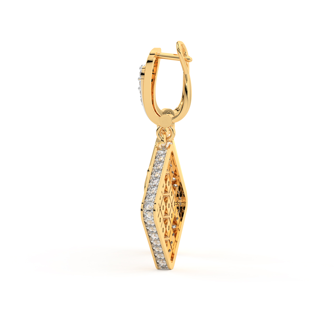 Golden Square Diamond Earrings