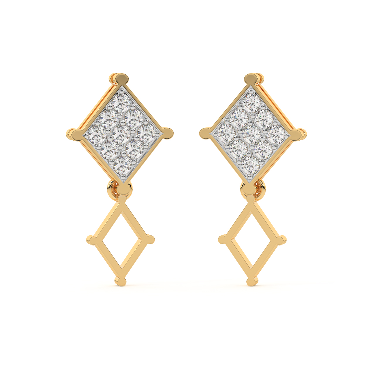 Manufacturer of 750 square shape designer earring re74 | Jewelxy - 157922