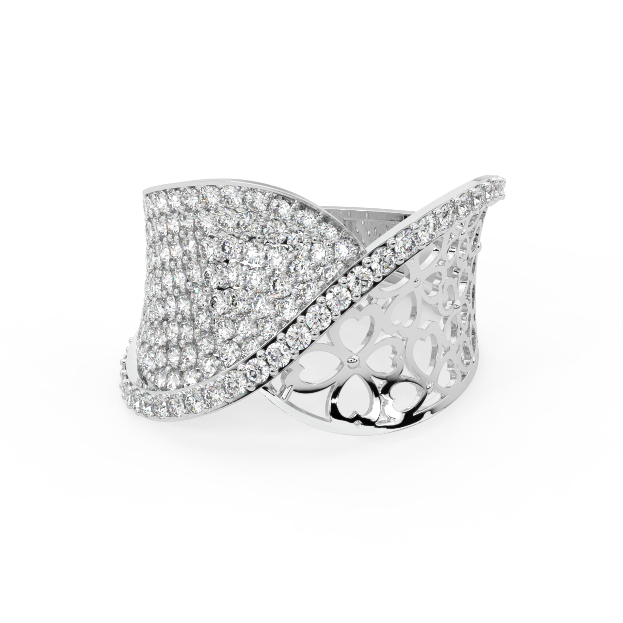 Floral Braid Gold Diamond Ring