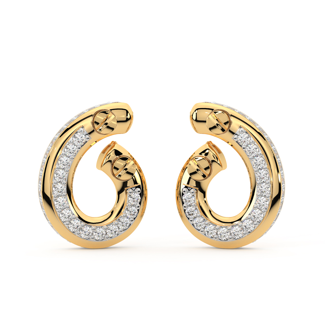 Snail Design Diamond Earrings