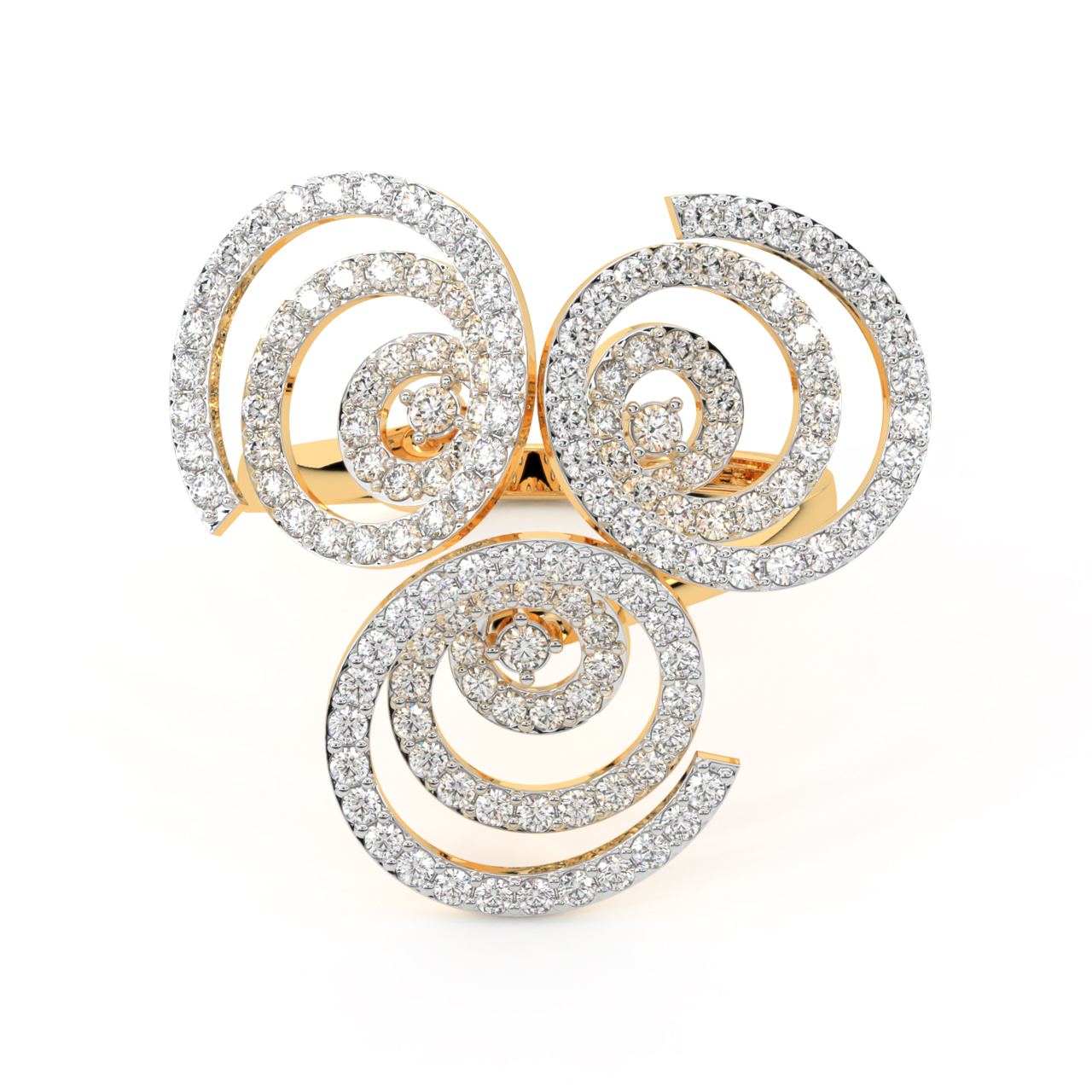 Three Sphere Diamond Engagement Ring