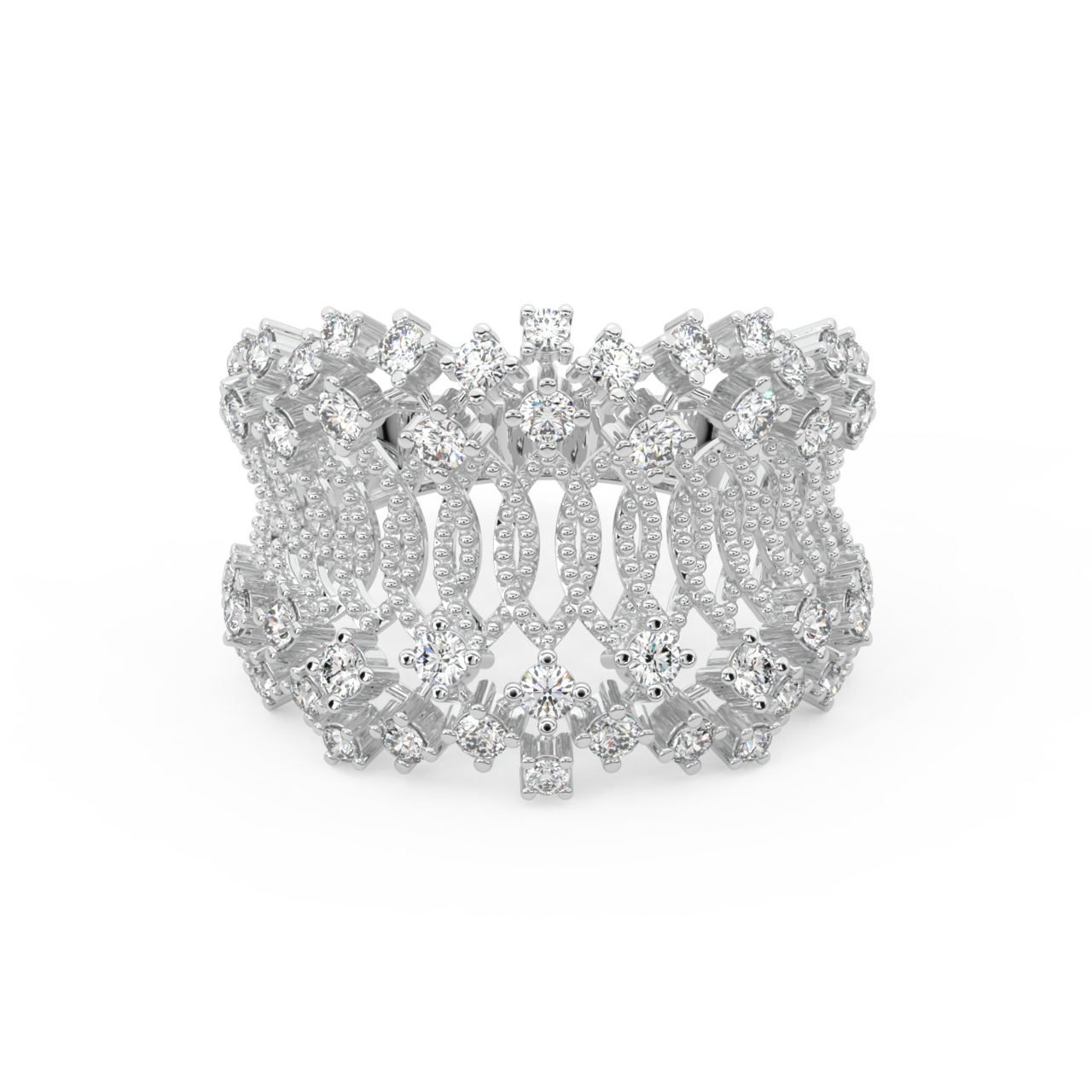 Stylish Border Diamond Engagement Ring