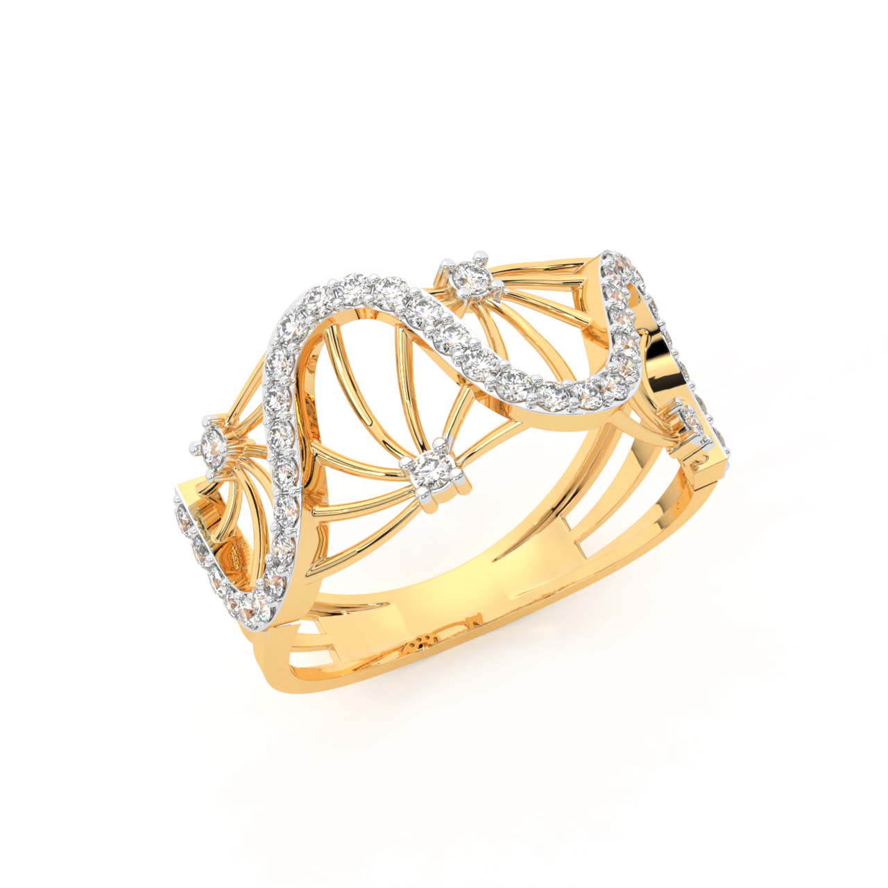 Wavy Style Diamond Engagement Ring