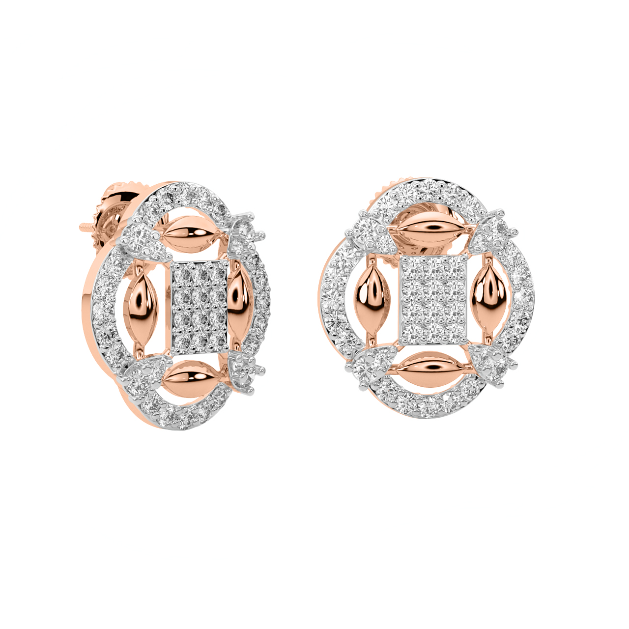 Rorey Round Diamond Stud Earrings