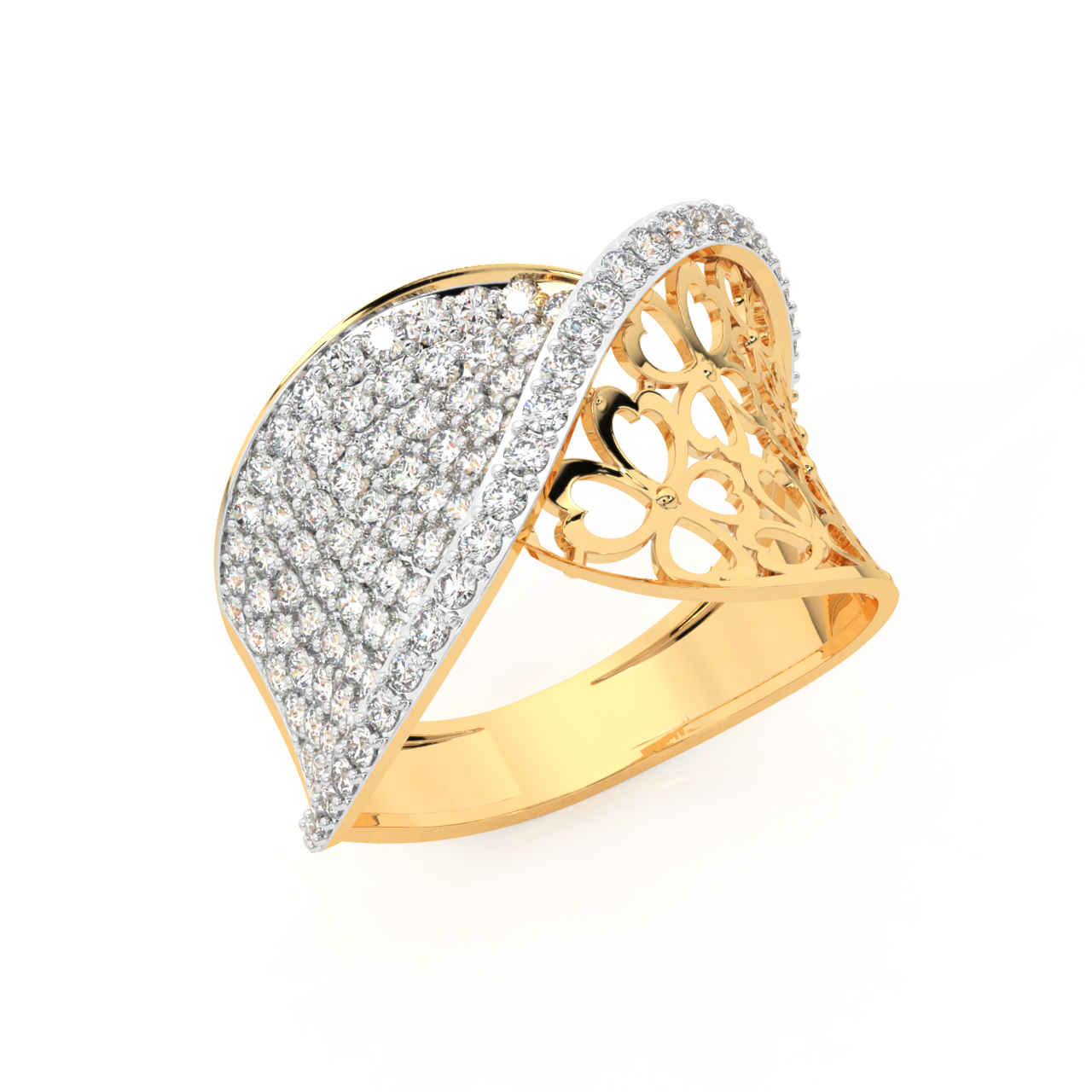 Floral Braid Gold Diamond Ring