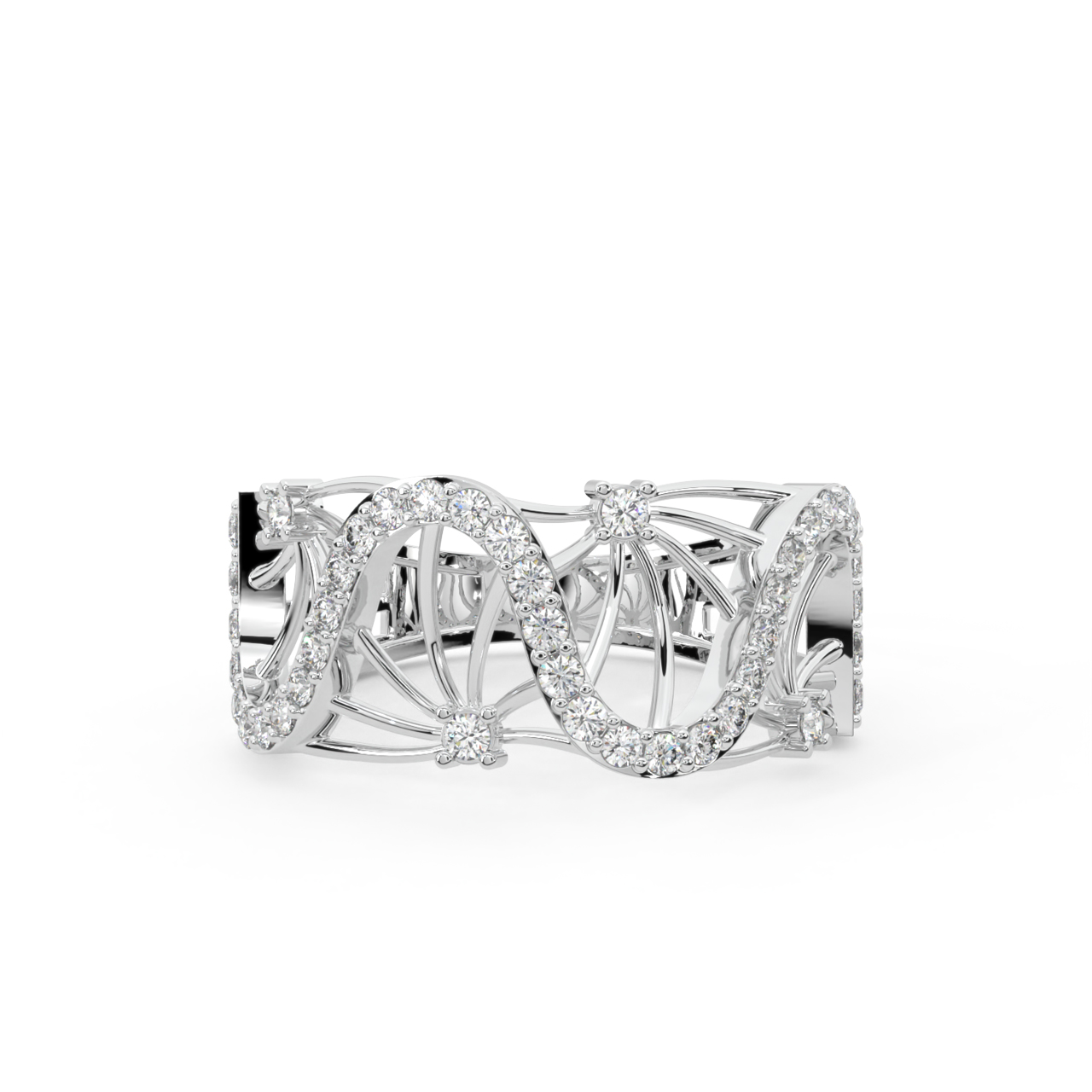 Wavy Style Diamond Engagement Ring