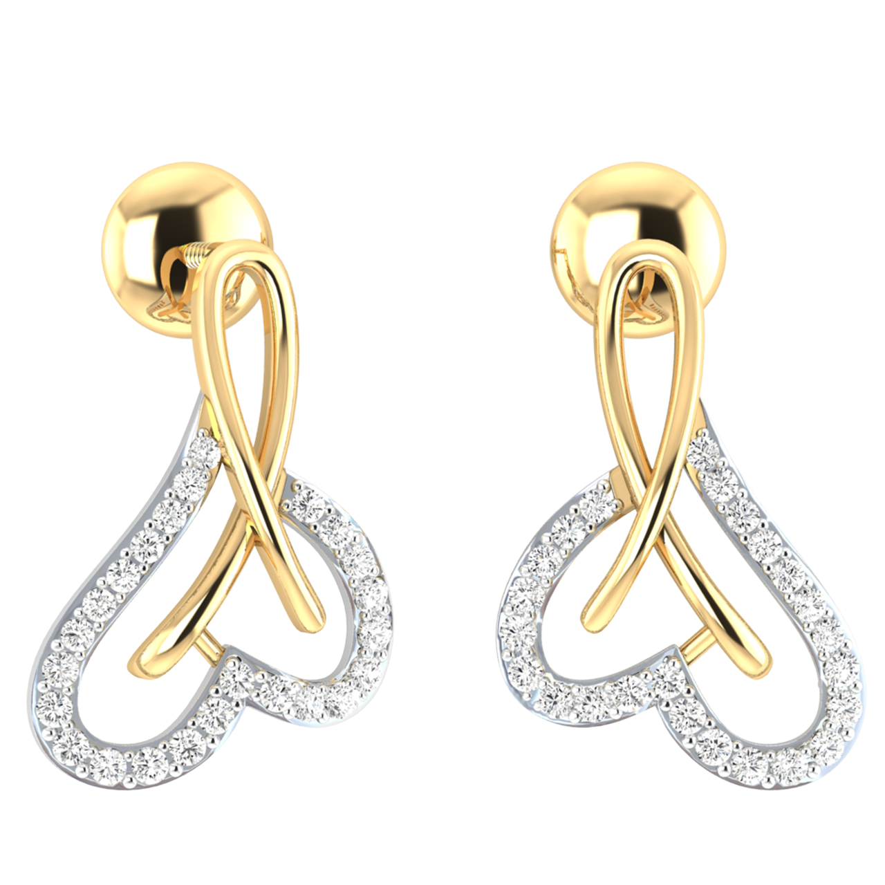 Klara Heart Diamond Stud Earrings For Her