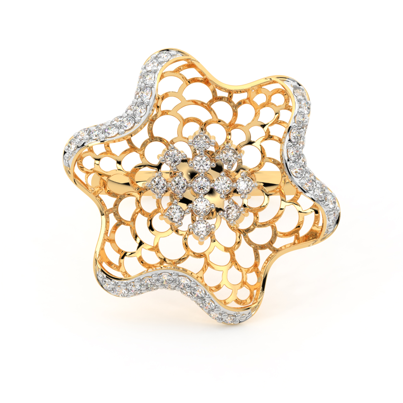 The Opening Flower Design Diamond Ring