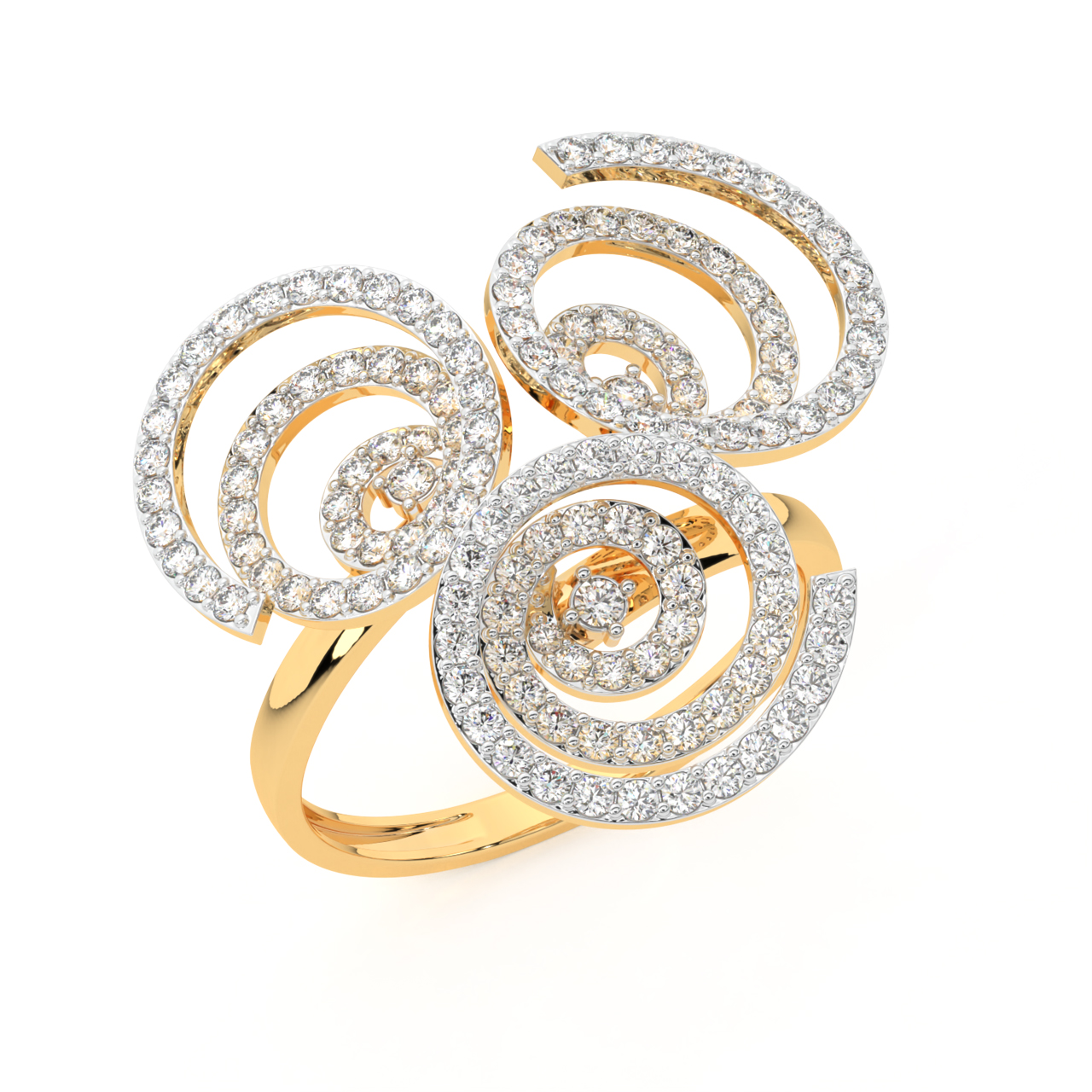 Three Sphere Diamond Engagement Ring
