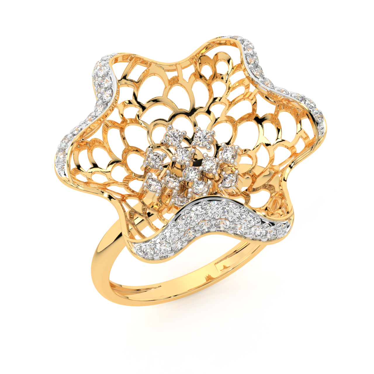 The Opening Flower Design Diamond Ring