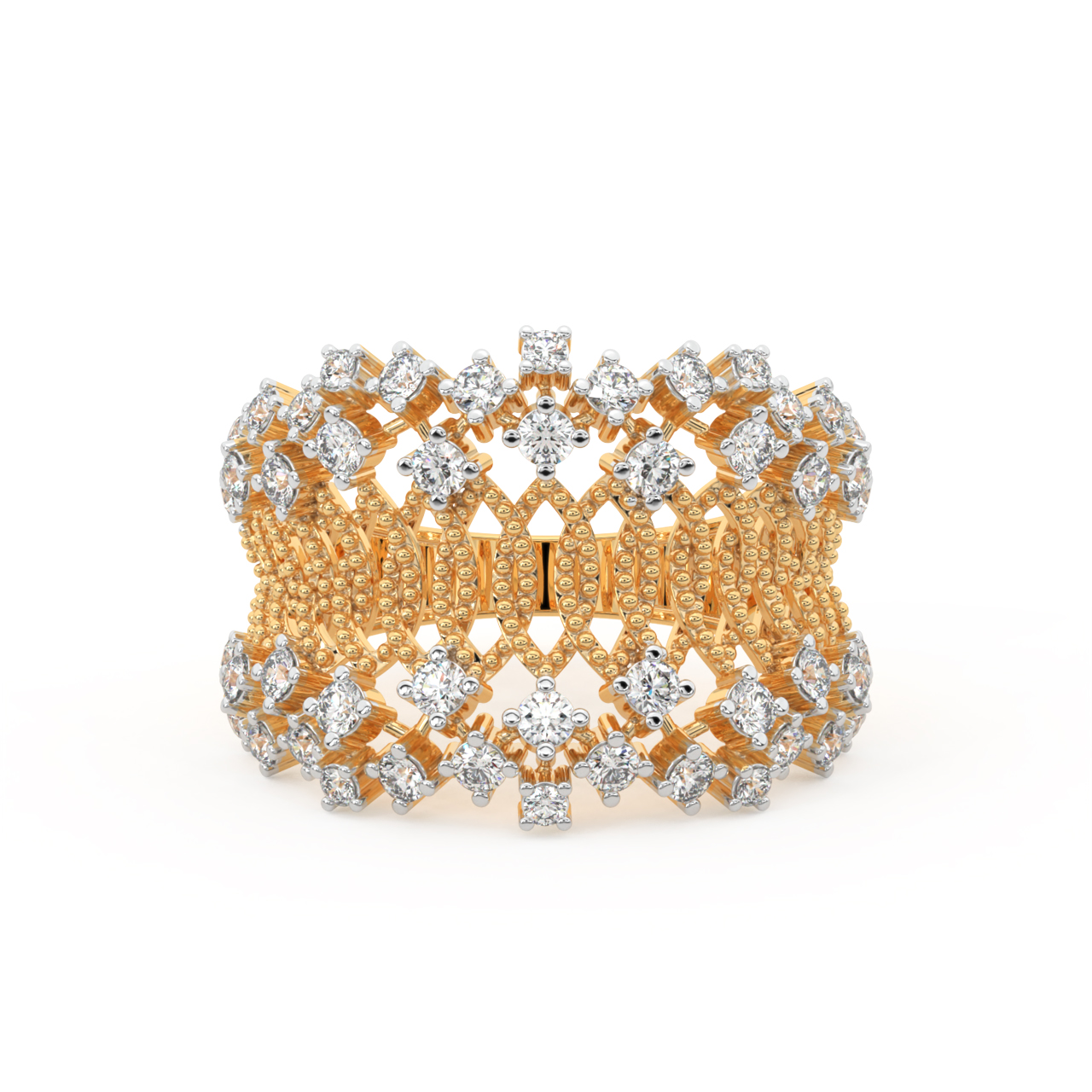Stylish Border Diamond Engagement Ring