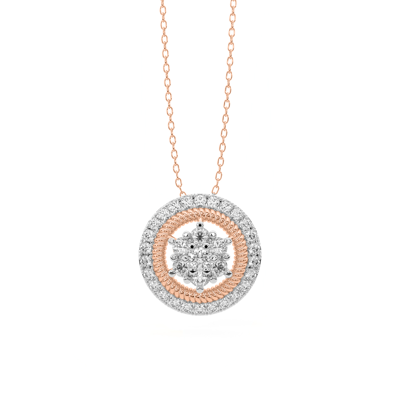 Classic Halo Illusion Set Diamond Pendant - Johnny Jewelry