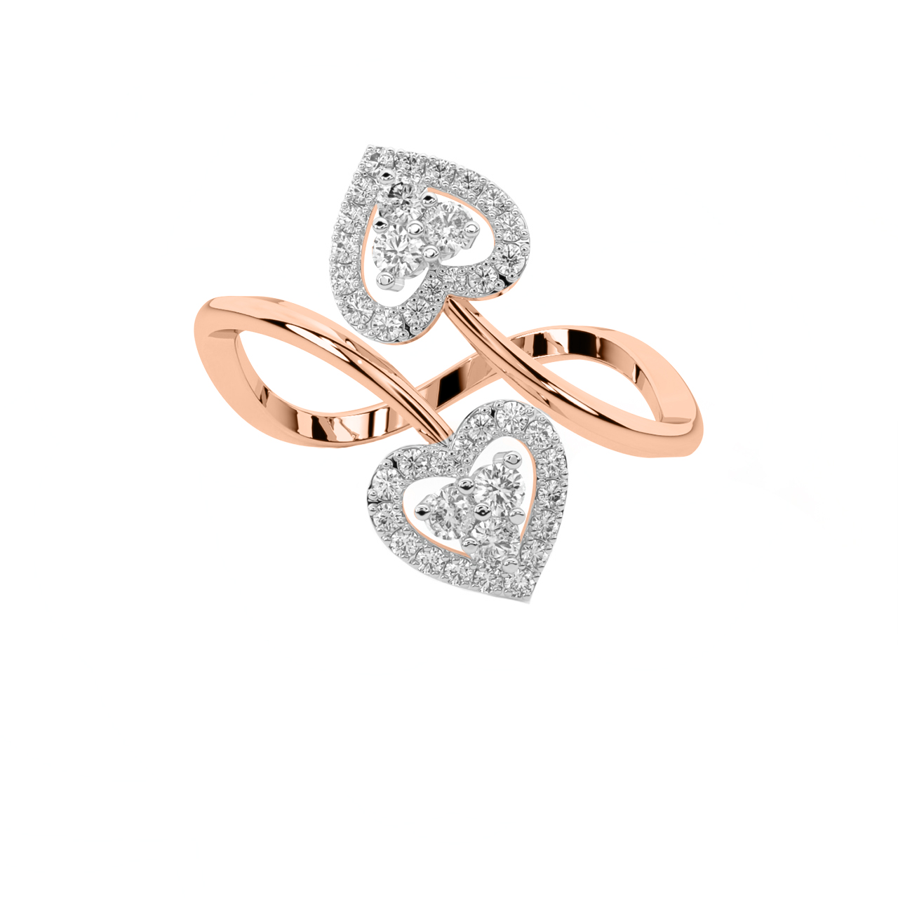 Golden Dual Heart Love Ring