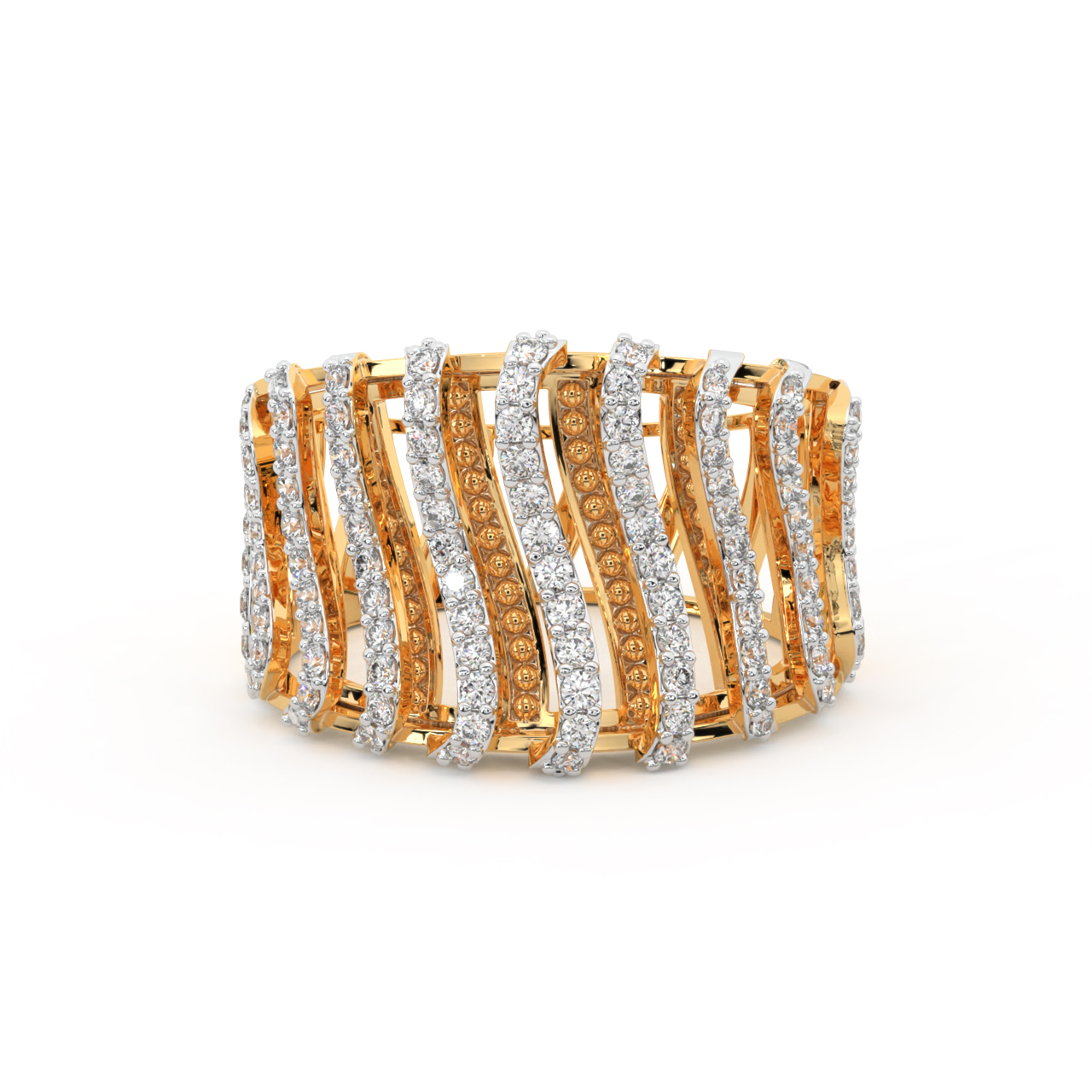 Gold Diamond Shimmer Stripes Ring