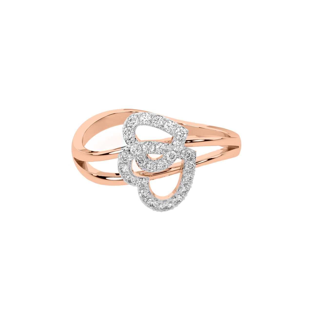 Sparkling Dual Heart Diamond Ring