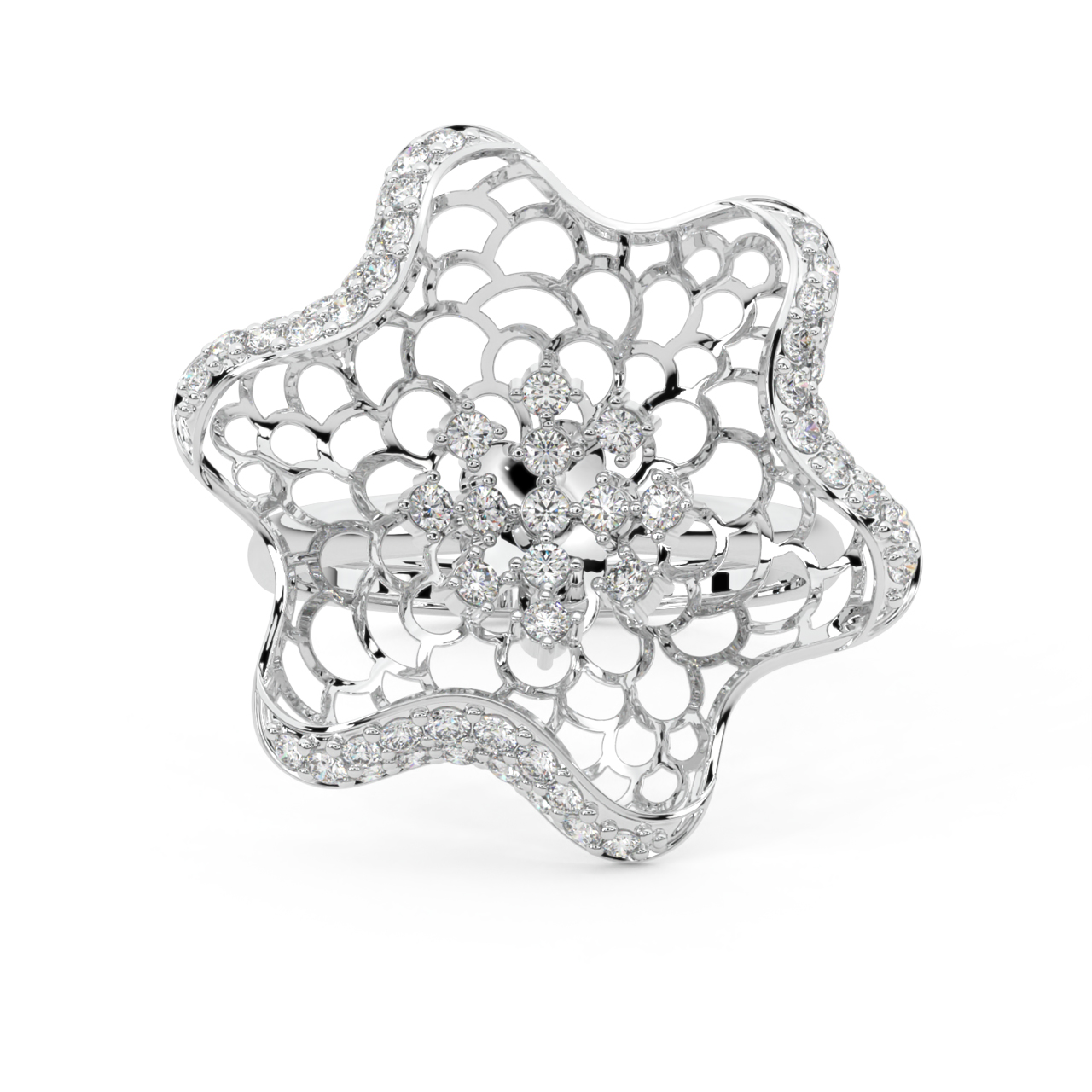 The Opening Flower Design Diamond Ring