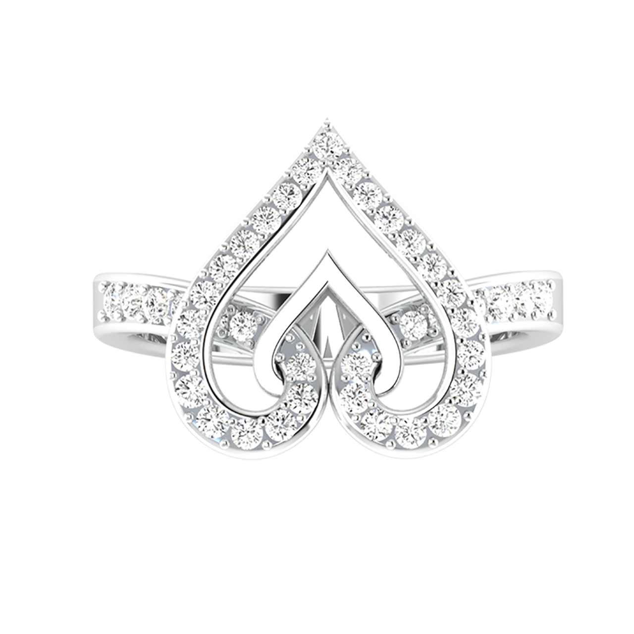 Dual Heart Diamond Engagement Ring