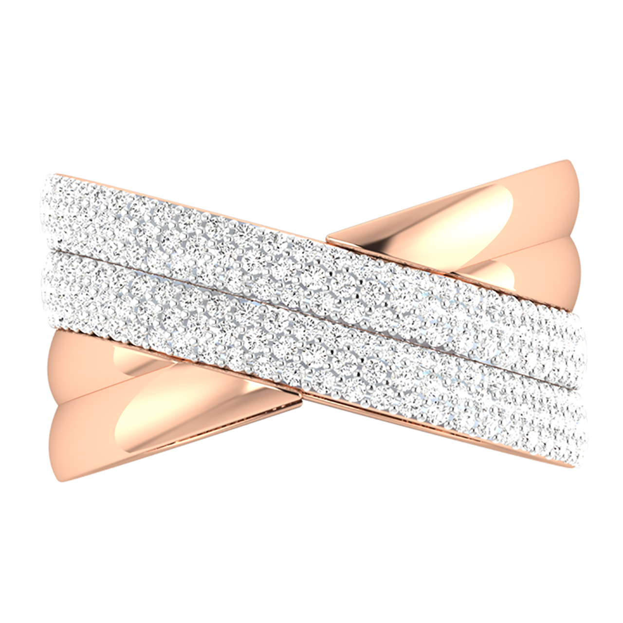 Cross Round Diamond Engagement Ring