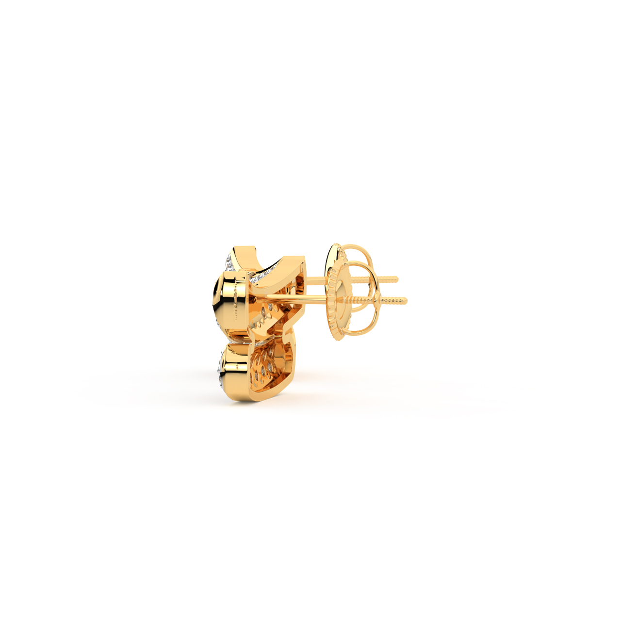 Gold Pot Shape Diamond Earrings