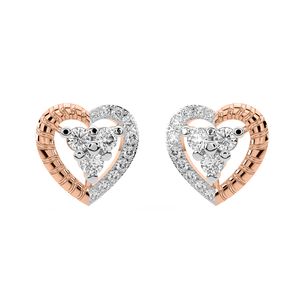 Heart Design Diamond Stud Earrings