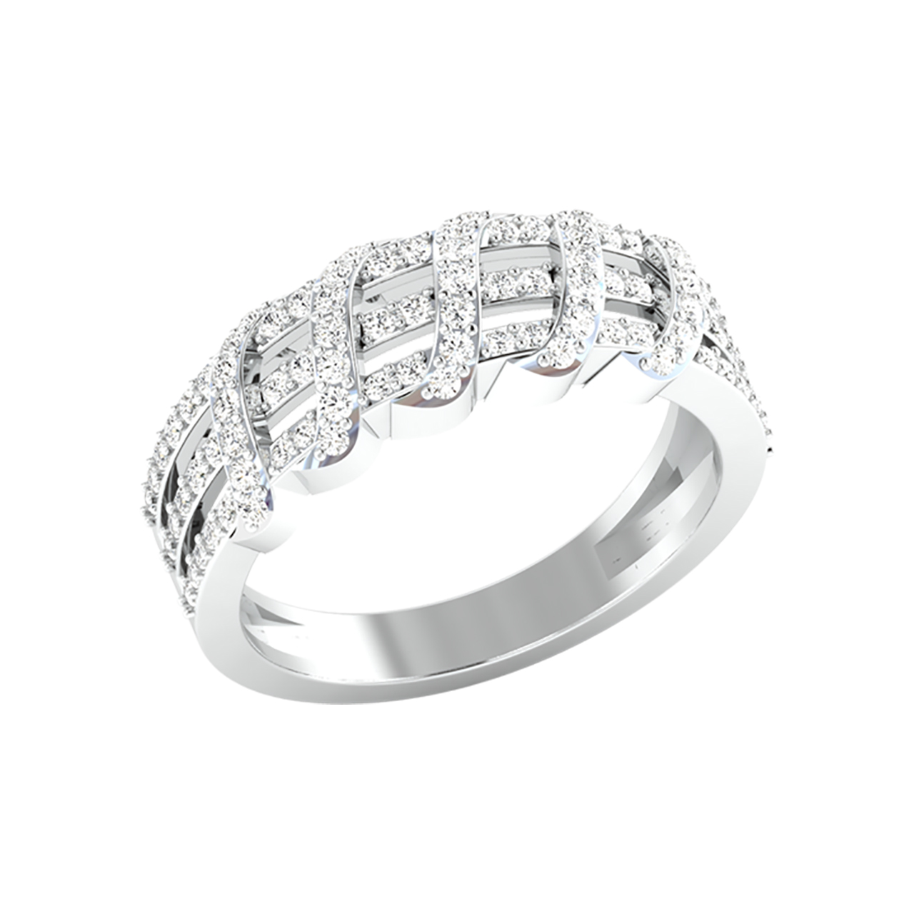 Overlapping Diamond Engagement Ring