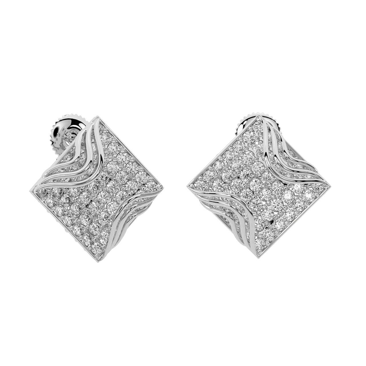 Quadrangle Design Diamond Earrings