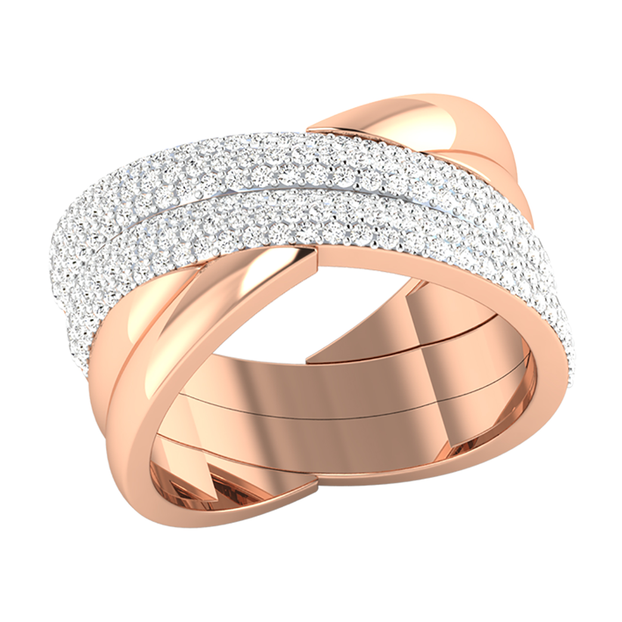 Cross Round Diamond Engagement Ring