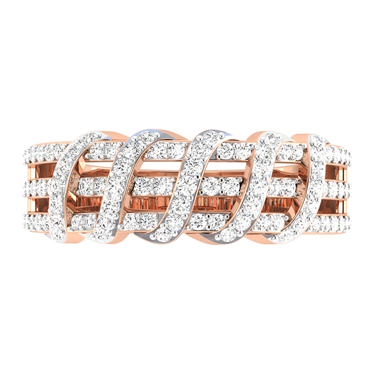 Overlapping Diamond Engagement Ring