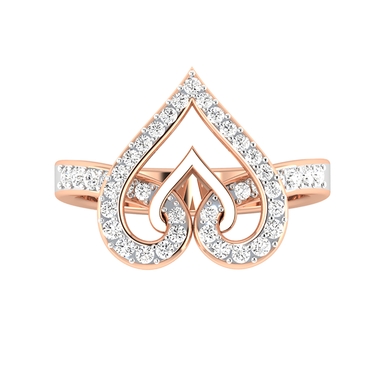 Dual Heart Diamond Engagement Ring