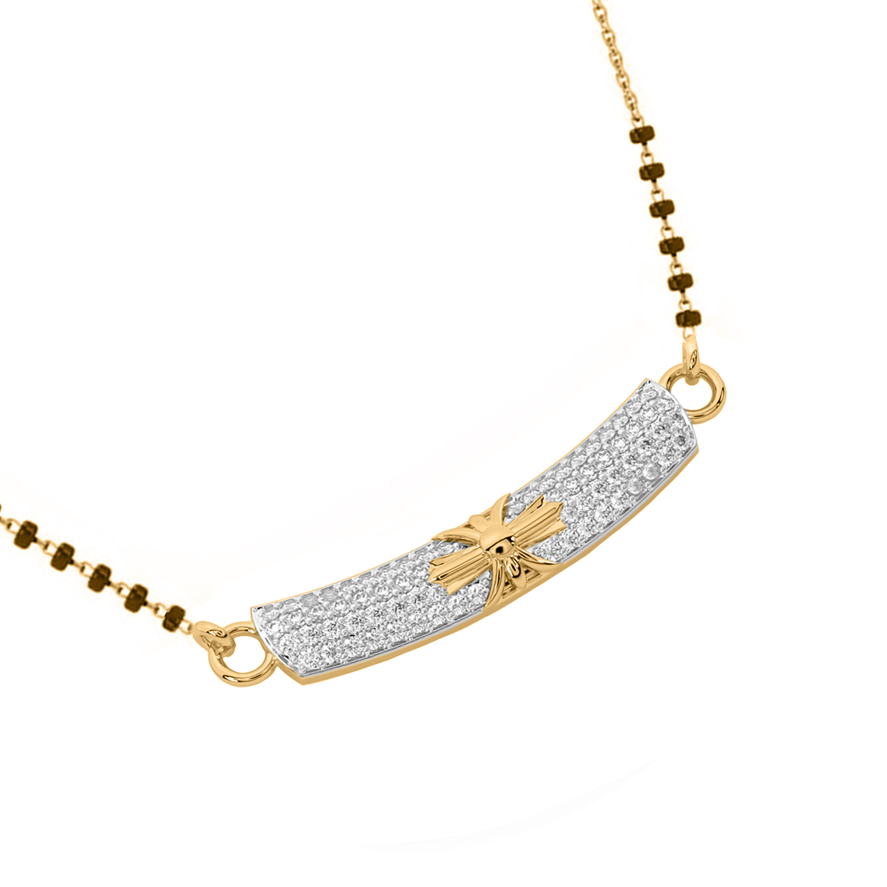 Bow Design Diamond Mangalsutra With Chain