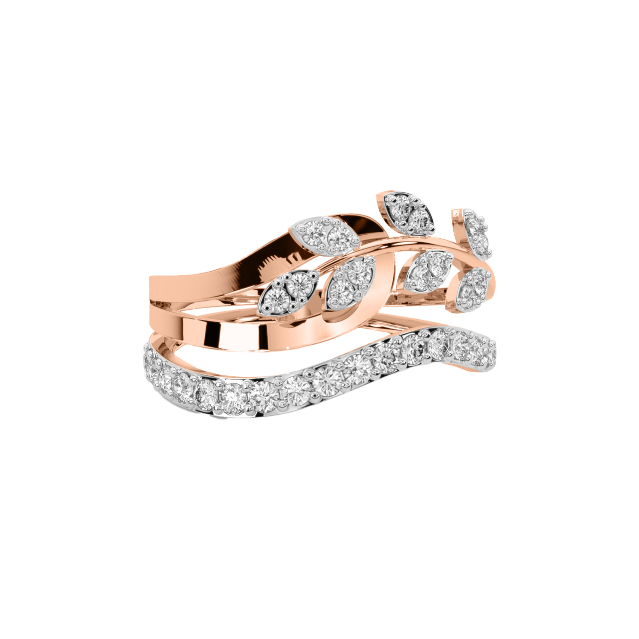 Gold Leafy Diamond Engagement Ring