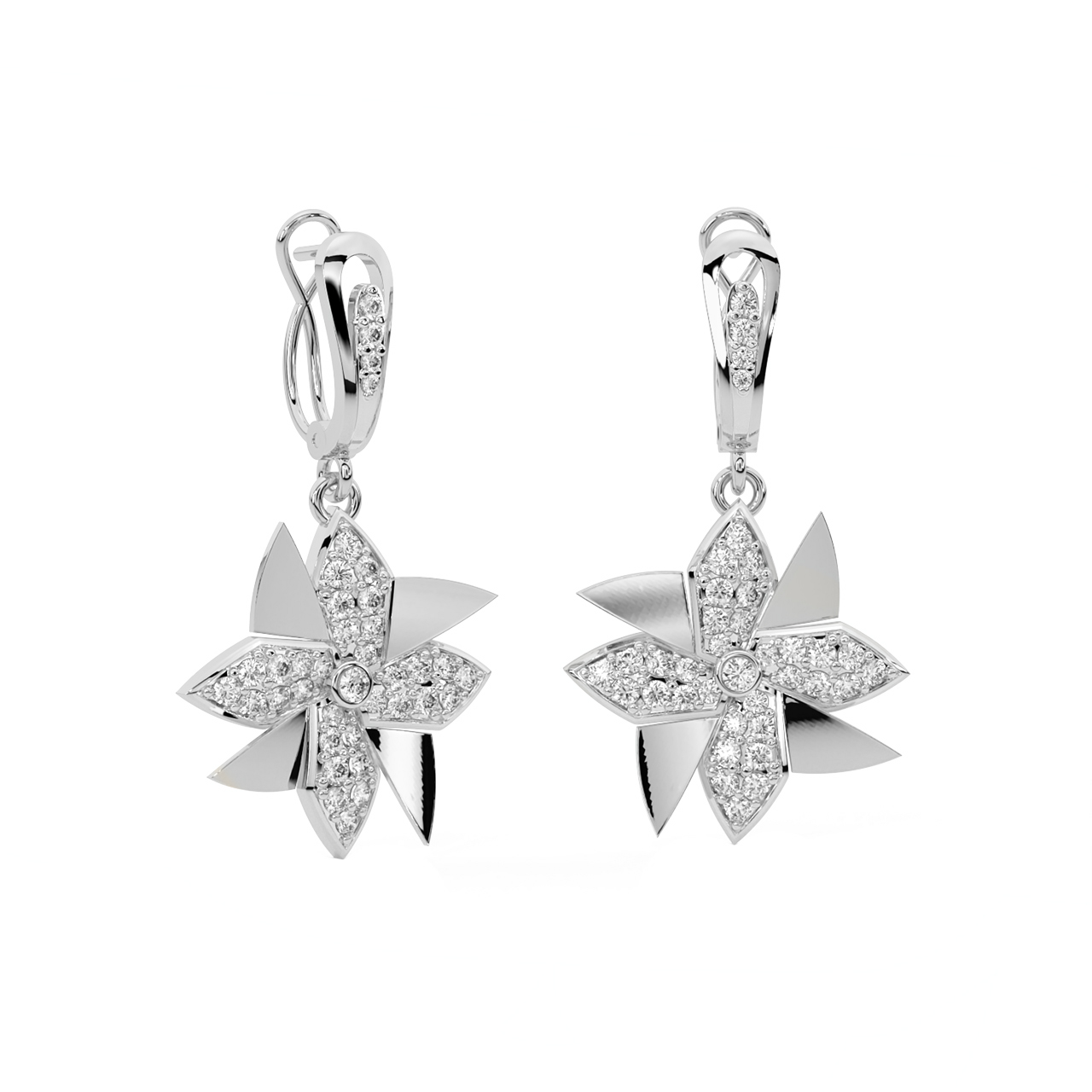 Wind Mill Diamond Earrings