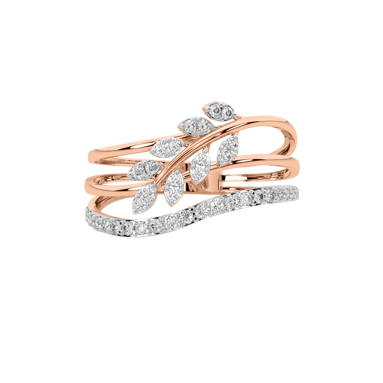 Dazzling Leave Diamond Engagement Ring